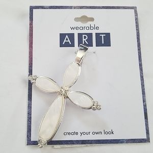 Large pearl cross necklace